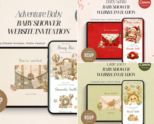 Baby Shower Website Invitations cover photo collage