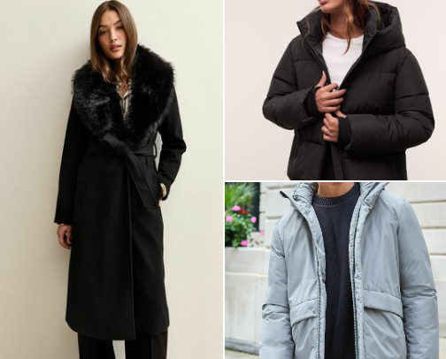 Winter clothing for men and women cover photo collage