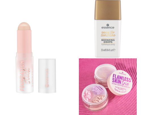 Full face of Essence makeup cover photo collage