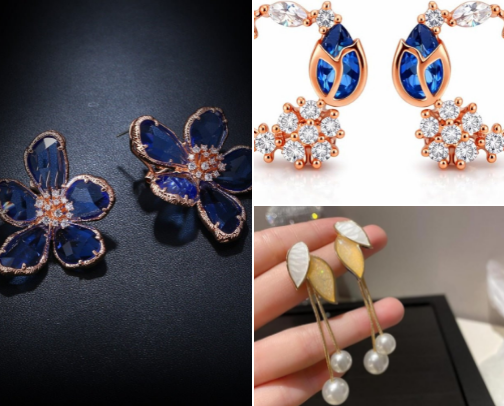 Floral earrings cover photo collage