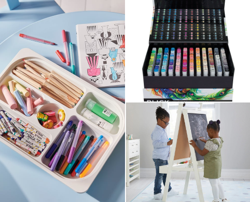 Art supplies for kids cover photo collage