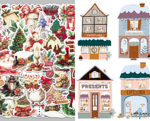 Festive Christmas Stickers cover photo collage