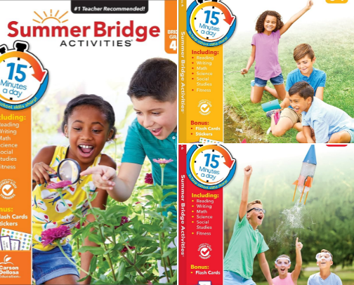 Download - Summer Bridge Activities 4th to 5th Grade Workbooks All Subjects, Math, Language Arts, Reading Comprehension, Science, Social Studies, Writing, Fitness, Flash Cards, Stickers and More (Volume 6) cover photo collage