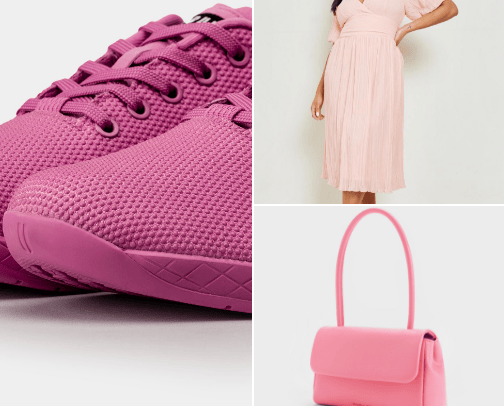 Pink clothes, accessories and shoes cover photo collage