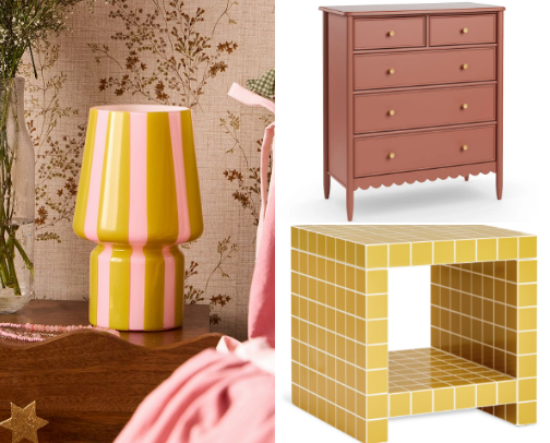 Colourful bedroom accessories and furniture to create a cosy, welcoming vibe cover photo collage