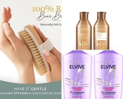 My go to shower and body products cover photo collage