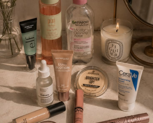 My favourite skincare/beauty products cover photo collage