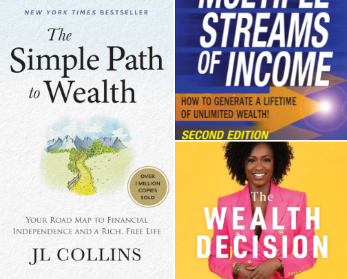 The Wealth Mindset: 18 Books to Master Money and Build Your Future cover photo collage
