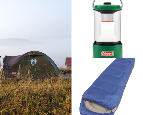 Camping and all about outdoor activities cover photo collage