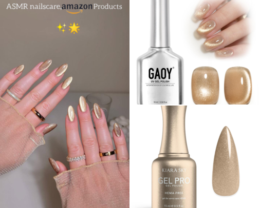 Gold nails cover photo collage