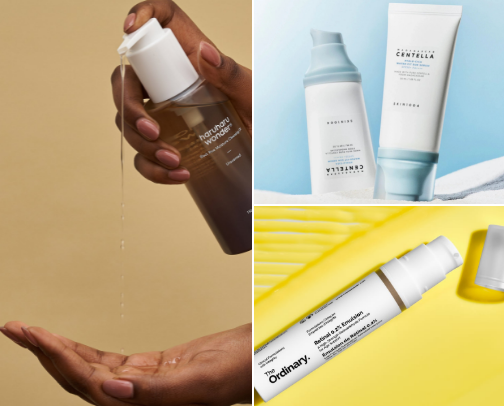 Acne prone, Dry Skin Skincare Routine cover photo collage