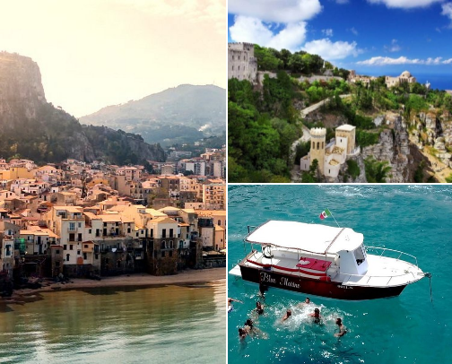 Destination Sicily, Paradise Mediterranean Island cover photo collage