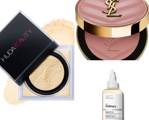 Skin care products for dry skin and make up cover photo collage