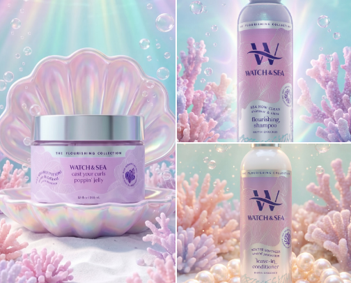 🐚 Watch & Sea Beauty| Sophisticated Hair Care  🌊💙 cover photo collage