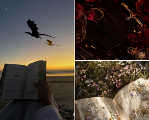 Romantasy book recs 🧚 cover photo collage