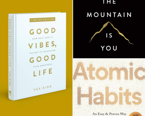 Good Vibes, Great Reads: Self-Love & Positive Energy Must-Haves cover photo collage