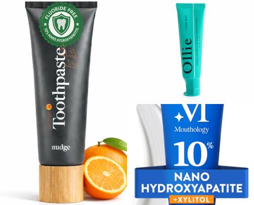 My Top 9 Nano-Hydroxyapatite Tooth Pastes (Plus My Favorite Oral Care Items) For a Beautifully Healthy Mouth, Teeth, and Gums cover photo collage