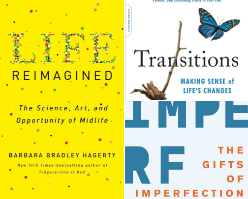 Books for Navigating Midlife Transitions with Confidence cover photo collage