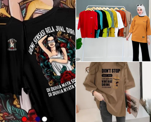 Some recommendations for men's & women's distro t-shirts cover photo collage