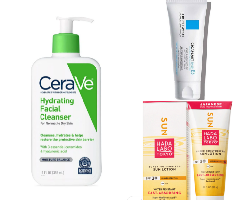 Products I've been using as someone who's on accutane therapy. cover photo collage
