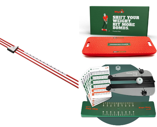 SWING TRAINERS: Items that I use which heavily influence my performance while playing 18 holes. They can help you to! cover photo collage