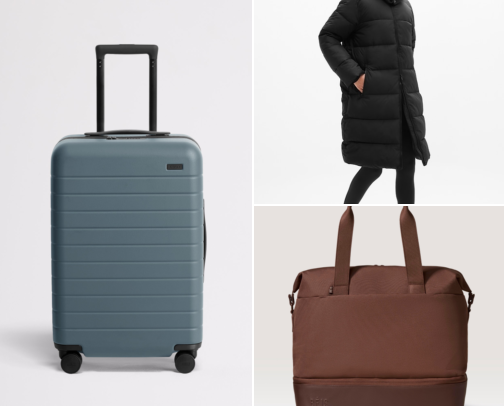 Banff & Canadian Rockies Winter Packing List: Away, Béis & Calpak Luggage, Lake-Walk Layers & Hot Springs Gear cover photo collage