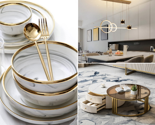 Luxury Cream & Gold Home Decor & Furniture - Quiet Luxury Essentials That Look Expensive cover photo collage