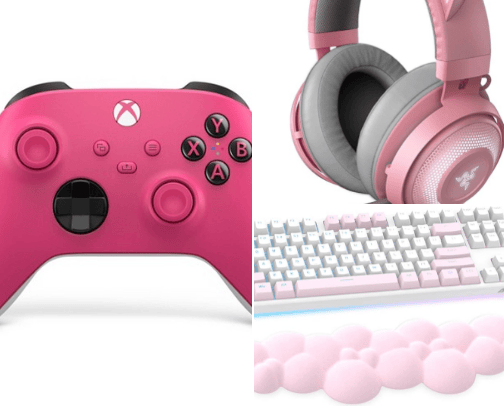 Pink Gaming Accessories cover photo collage