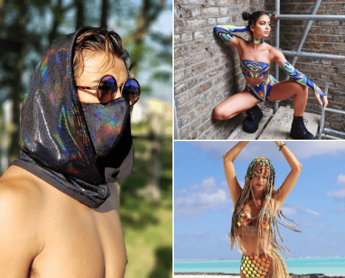 Burning Man outfit and accessories cover photo collage