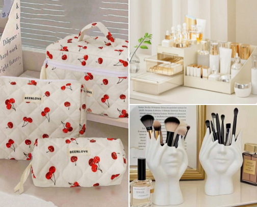 ✨MUST-HAVE beauty and make up supplies + organisatiors and high-end KIKO lipglosses🌺 cover photo collage