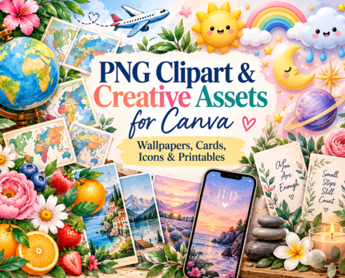 PNG Clipart & Creative Assets for Canva – Wallpapers, Cards, Icons & Printables cover photo collage