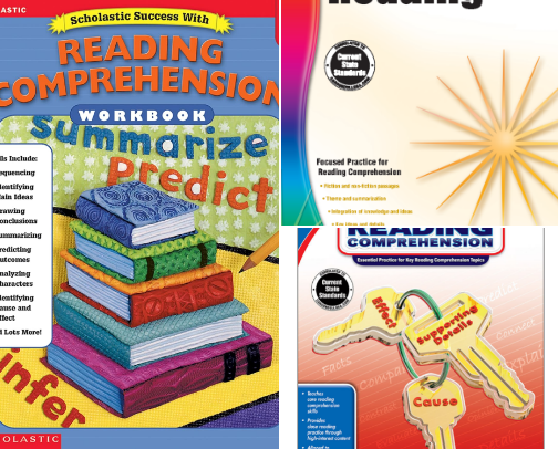 Read Online - Resources Complementing Scholastic Success with Reading Comprehension Grade 4 Workbook cover photo collage