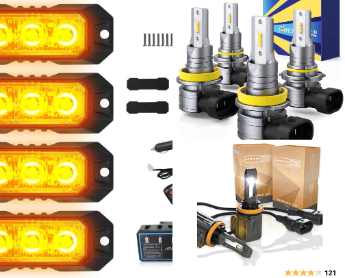 LED headlights cover photo collage