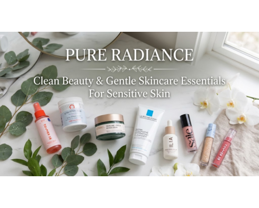 Pure Radiance: Clean Beauty & Gentle Skincare Essentials for Sensitive Skin cover photo collage