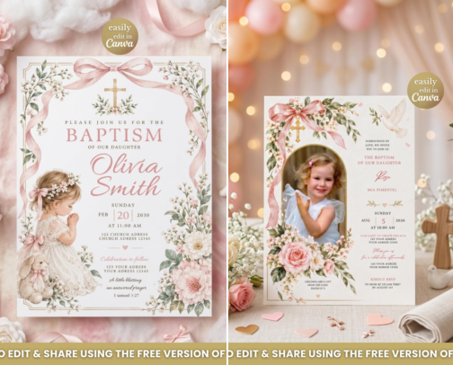 Baptism Invitations cover photo collage