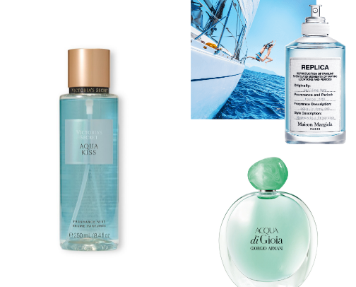 fav fresh, aquatic smelling perfumes cover photo collage