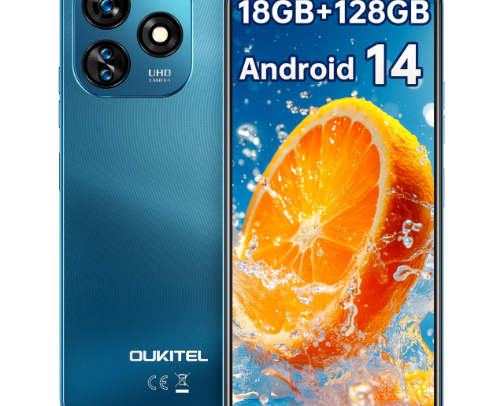 OUKITEL C51 Unlocked Mobile Phones - 18GB+128GB/1TB Cell Phone, 5150mAh Battery, 6.8" HD+ Screen Android 14 Smartphones, 13MP+5MP Camera, 90Hz Refresh Rate, Face ID/Fingerprint, OTG, T-Mobile, Blue cover photo collage