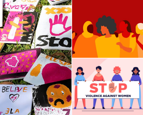 WOMEN AND VIOLENCE ! cover photo collage