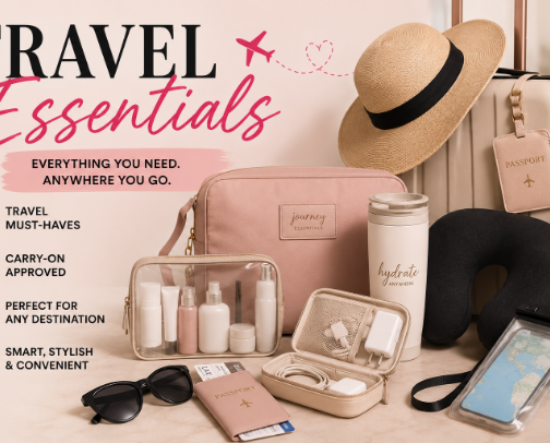 Travel essentials cover photo collage