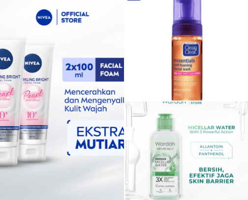 Produk pembersih wajah (Cleanser) cover photo collage