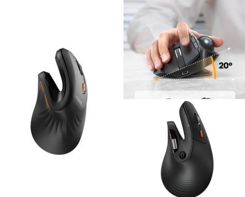 Input devices for wrists: vertical mice, trackballs and split keyboards cover photo collage