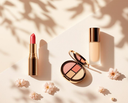 "Elegance in Bloom: Luxurious Cosmetics Collection" cover photo collage