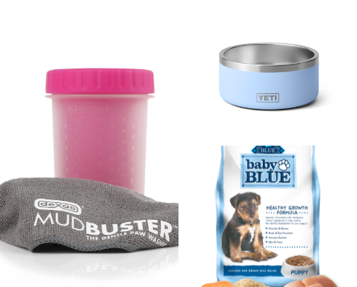 Essential puppy supplies cover photo collage