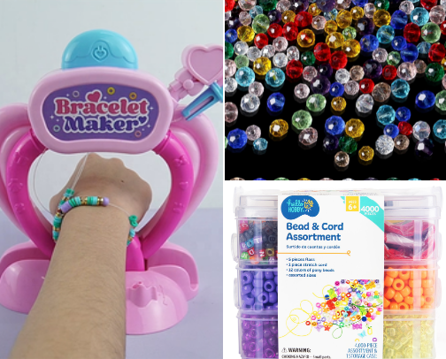 Bracelet making machine and beads cover photo collage