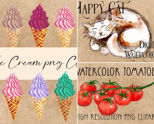 Watercolor Cliparts cover photo collage
