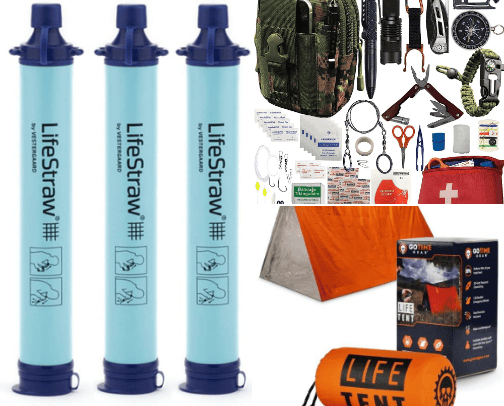 Survival gear cover photo collage