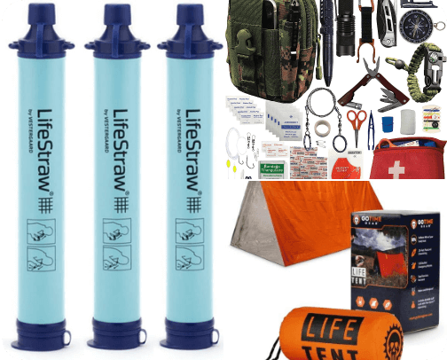 Survival gear cover photo collage