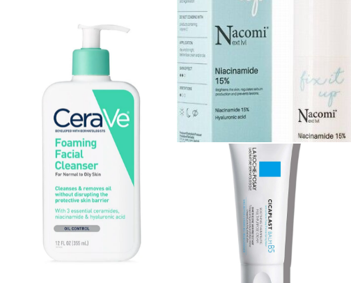 oily skin skincare products I use🫧 cover photo collage