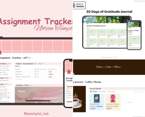 Notion Templates for Women and Students cover photo collage