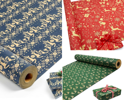 Stylish Christmas Wrapping Paper Rolls and Gift Wrap cover photo collage